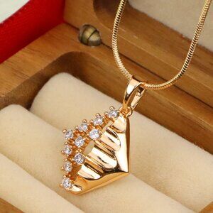 "Rose Gold Geometric Pendant with Sparkling Stones, XPPT1213